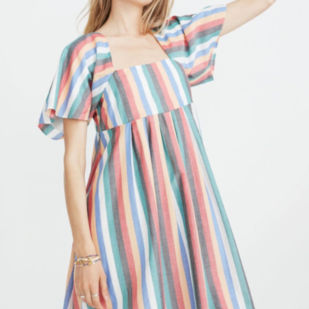 Madewell Multicolor Striped Square-Neck Midi Dress